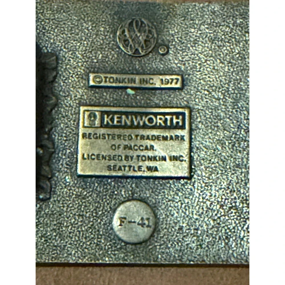 Vintage 1977 Kenworth Semi Truck Belt Buckle Tonkin F-41 Brass Tone Americana